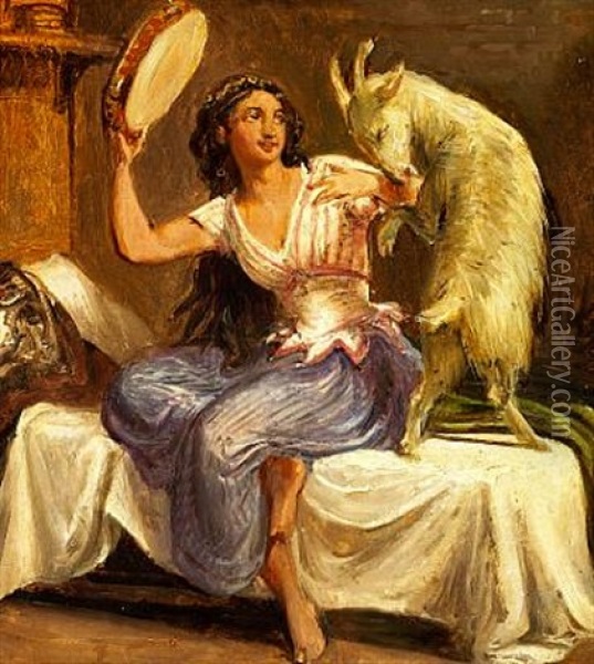 Esmeralda And The Goat Oil Painting - Wilhelm Nicolai Marstrand