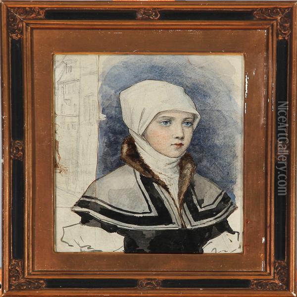 Young Girl In A Renaissance Dress Oil Painting - Albert Edelfelt