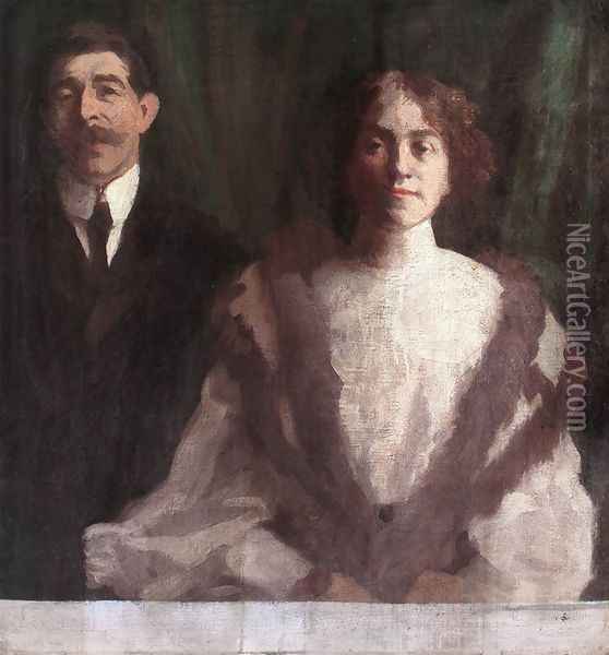 Cezar Herrer and his Wife at Nagybanya 1904 Oil Painting - Karoly Ferenczy