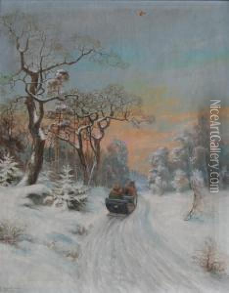 Wintermorgon Oil Painting - Leonard Wiedh