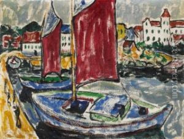Schiffe Im Hafen Oil Painting - Arthur Segal