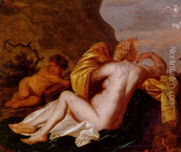 Venus Und Cupido Oil Painting - Cornelis Van Poelenburgh