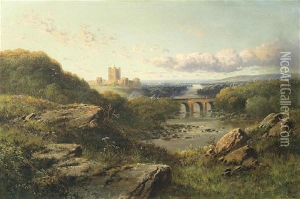 A View Of Richmond, Yorkshire Oil Painting - Edward H. Niemann