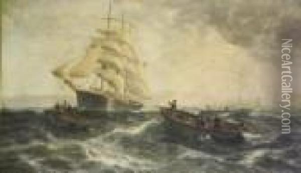 Outward Bound From Whitby Oil Painting - Thomas Rose Miles