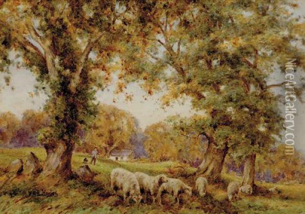 Wooded Pasture In Conway Valley Exh Rca Oil Painting - William R. Hoyles