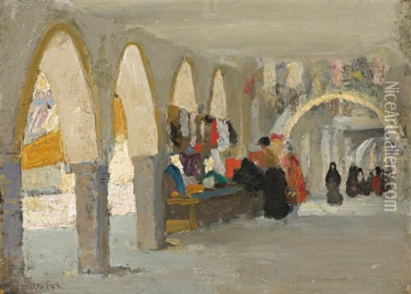 A Colonnade In Italy Oil Painting - Emanuel Phillips Fox