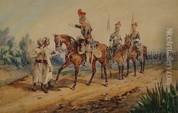 9th Lancers; 12th Lancers Oil Painting - Orlando Norie