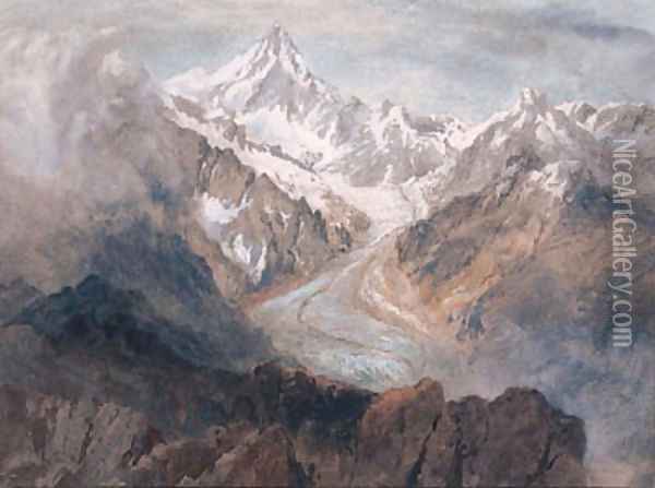 The Fiescherhorn And The Viescher Glacier Oil Painting - Richard Henry Wright