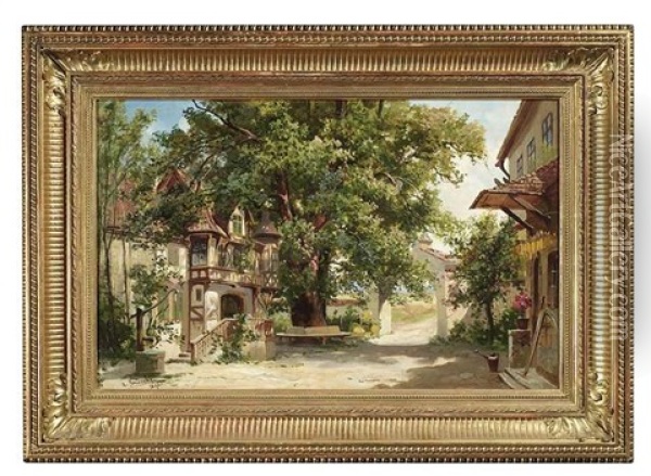 Sommerlicher Gutshof Mit Einem Fachwerkhaus Oil Painting - Anton Brioschi