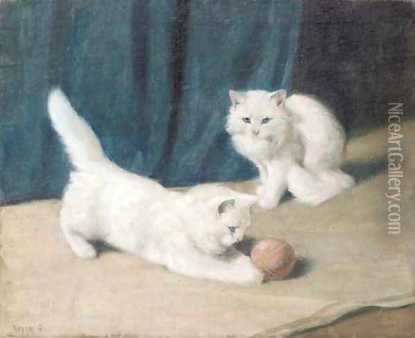 Friends at play Oil Painting - Arthur Heyer