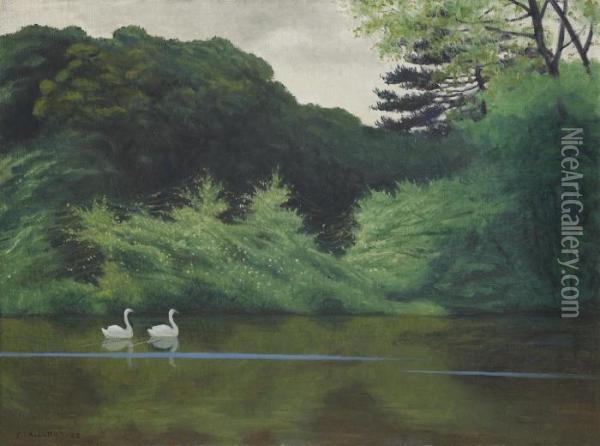 L'ile Du Lac Saint-james Oil Painting - Felix Edouard Vallotton