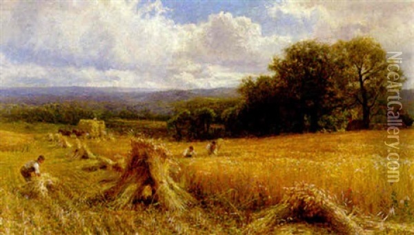 A Cornfield Oil Painting - George Vicat Cole
