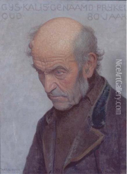 Portrait Of Gijs Kalis From Laren Oil Painting - Ferdinand Hart Nibbrig