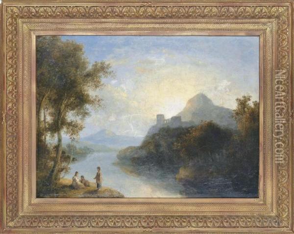 A View Of The Arno With Figures In The Foreground Oil Painting - Richard Wilson