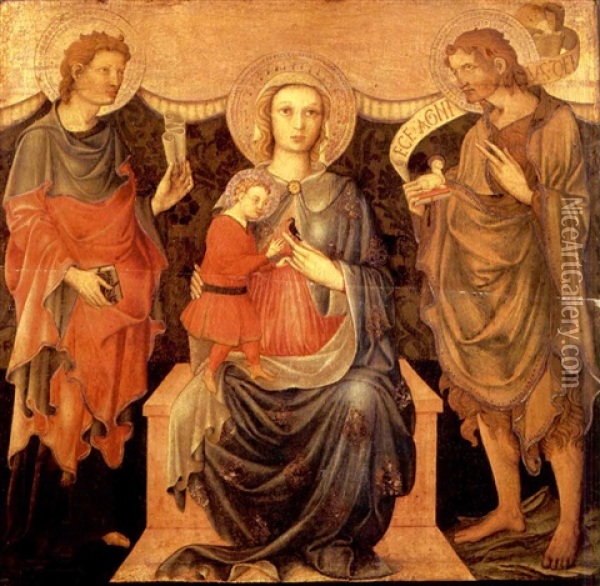 The Madonna And Child With Saints John The Evangelist And John The Baptist Oil Painting - Lorenzo Salimbeni