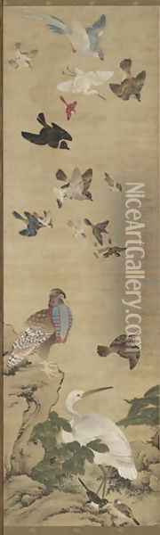 Birds and Flowers Qing Dynasty Kangxi Period 7 Oil Painting - Wu Huan
