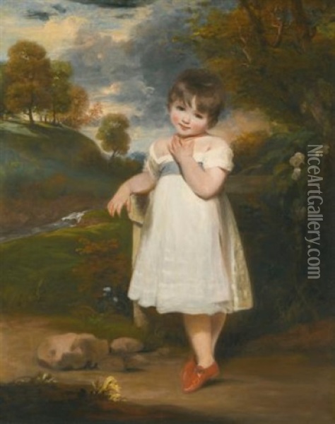 Portrait Of Emma Laura Whitbread, Later Lady Eversley (1798-1857), When A Child Oil Painting - Sir John Hoppner