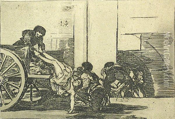 Three Plates From Los Desastres De Laguerra (pls. 41, 64, 68) Oil Painting - Francisco De Goya y Lucientes