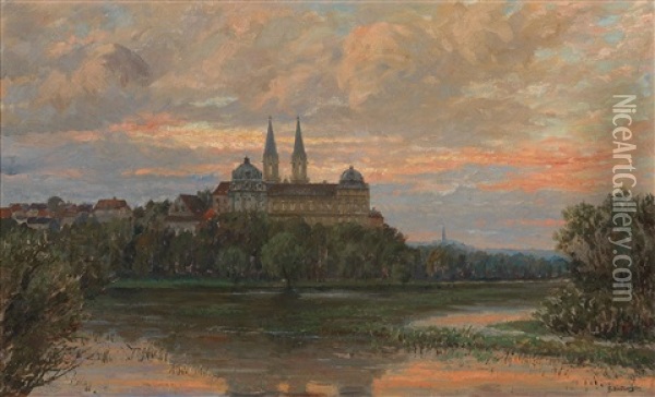 View Of Klosterneuburg Oil Painting - Gustav Bamberger