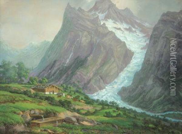 Alpskakrajina Oil Painting - Frantisek Ludvik Duchoslav