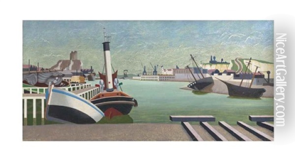 Imaginary Harbour I Oil Painting - Edward Alexander Wadsworth