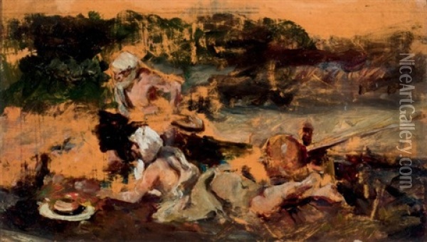 Estudio Orientalista Oil Painting - Mariano Jose Maria Bernardo Fortuny y Carbo