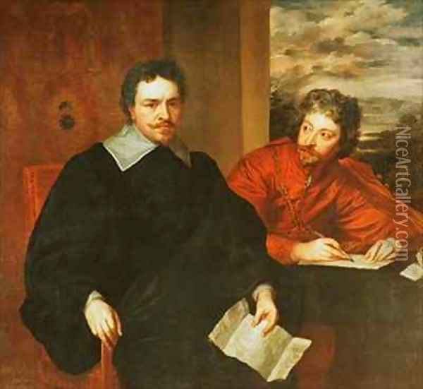 Thomas Wentworth Earl of Strafford 1593-1641 and his Secretary Sir Philip Mainwaring 1589-1661 Oil Painting - Sir Anthony Van Dyck