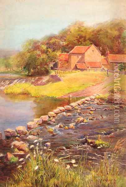 The stepping stones Oil Painting - A.B. Connor