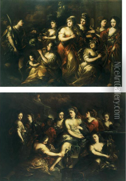 Trionfo Di Davide; Davide E Betsabea Oil Painting - Antonio Lagorio