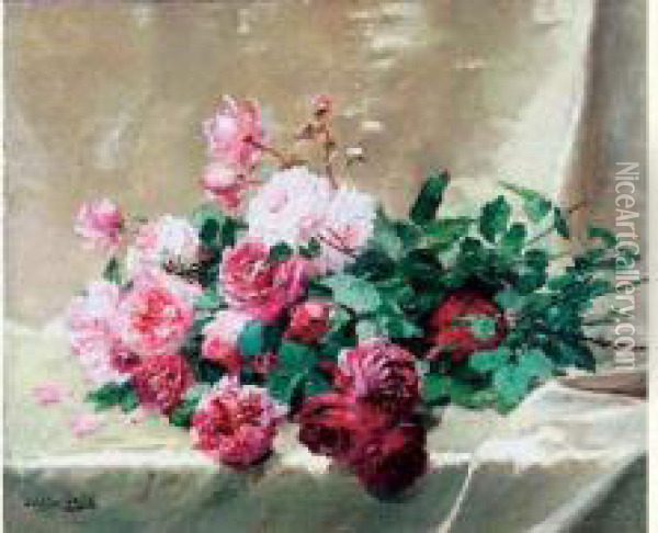 Bouquet De Roses Oil Painting - Dominique Rozier