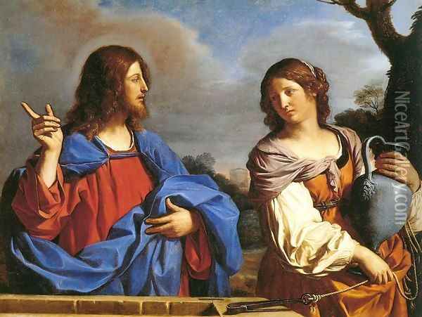 Jesus and the Samaritan Woman at the Well Oil Painting - Guercino