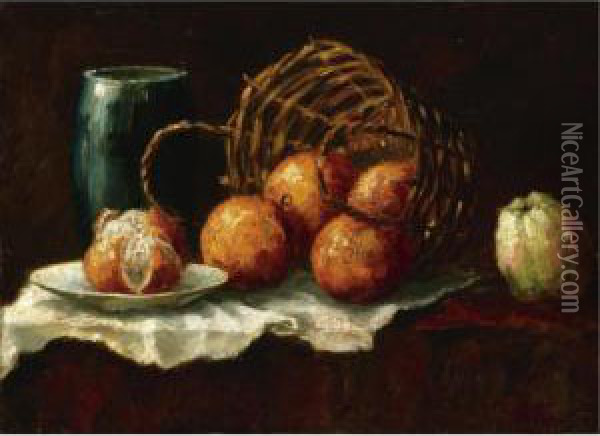 Still Life With Oranges And Quince Oil Painting - Pericles Pantazis