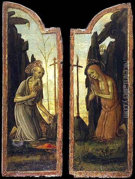 St Jerome and St Mary of Egypt Oil Painting - Arcangelo Di Jacopo Del Sellaio
