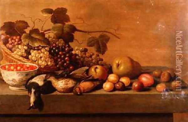 Still Life of Fruit and Game Birds Oil Painting - Roloef Koets