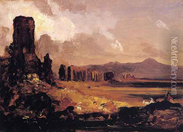 Campagna di Roma (study for 'Aqueduct near Rome') Oil Painting - Thomas Cole