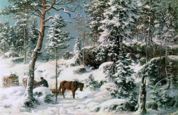 Metsamaa Hauhosta, Hameesta Oil Painting - Magnus Hjalmar Munsterhjelm