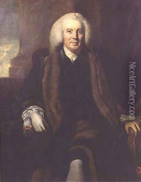 Sir Thomas Harrison 1701-65 Chamberlain of the City of London, c.1758 Oil Painting - Sir Joshua Reynolds