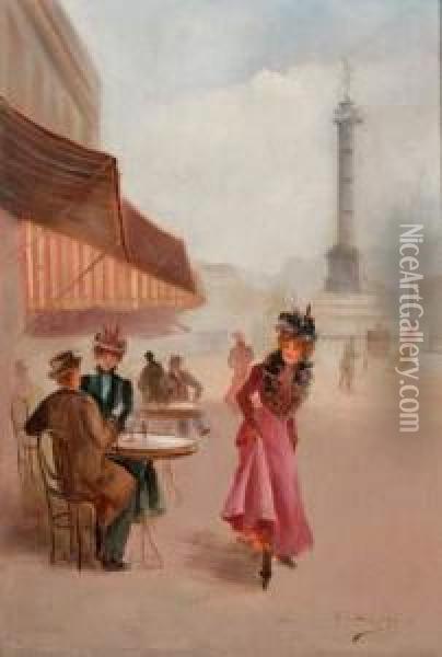 Paris, Place De La Concorde Oil Painting - Leonie Lebas