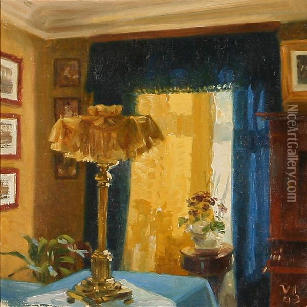Sunny Interior Oil Painting - Valdemar Irminger