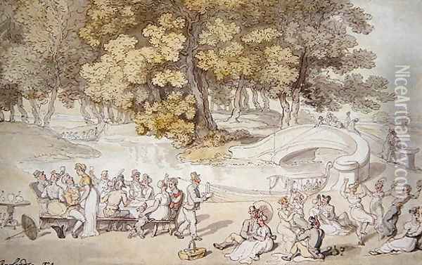 The Picnic, 1820 Oil Painting - Thomas Rowlandson