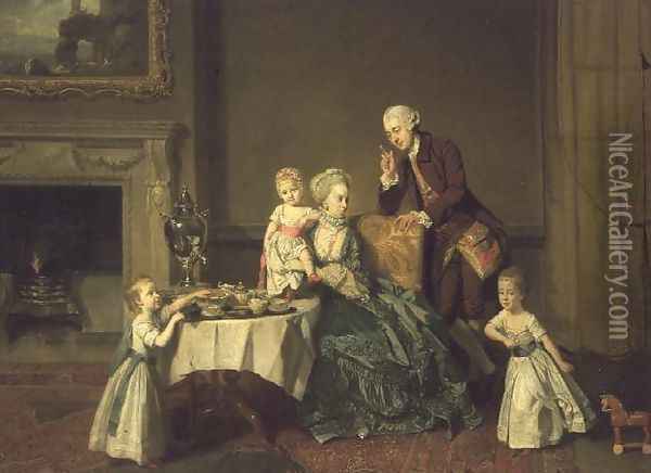 John Verney, 14th Baron Willoughby de Broke (1738-1816) and Lady Louisa North (1737-1816) his wife, 1766 Oil Painting - Johann Zoffany