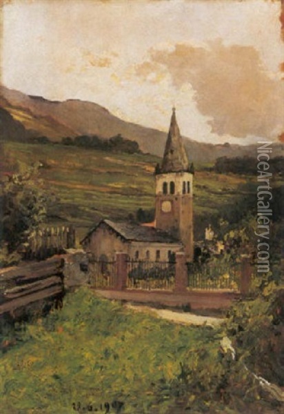 La Chiesa Oil Painting - Lorenzo Delleani