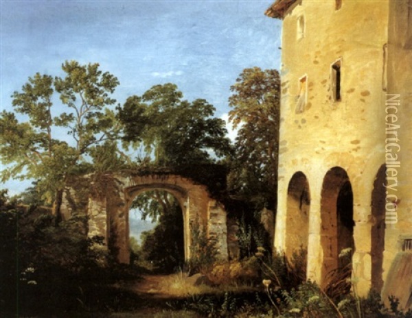 Chateau De Marilly, Pres D'evian Oil Painting - Charles Louis Guigon