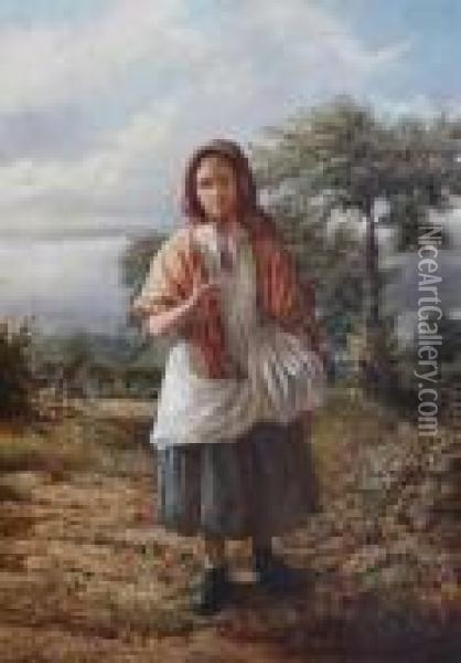 Peasant Girl Returning From Market Oil Painting - George Elgar Hicks