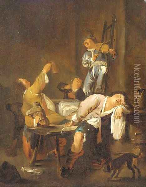 Peasants making merry in an inn Oil Painting - Jan Miense Molenaer