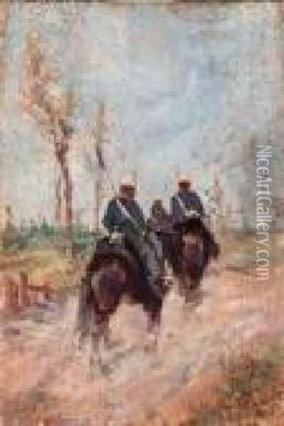 Militari A Cavallo Oil Painting - Giovanni Fattori