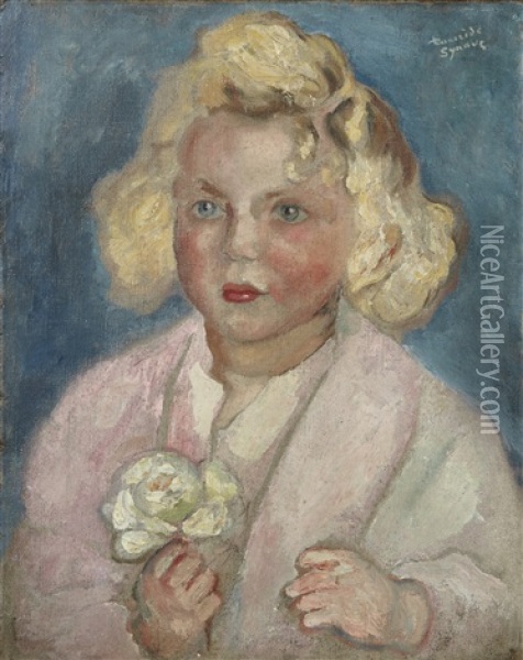 Portrait D'enfant A La Fleur Blanche Oil Painting - Tancrede Synave
