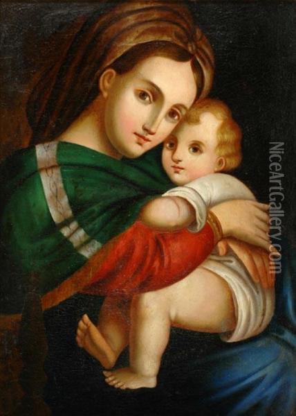 Madonna Della Sedia Oil Painting - Santi Raffaelo