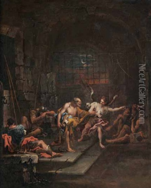 San Pietro Liberato Dal Carcere Oil Painting - Alessandro Magnasco