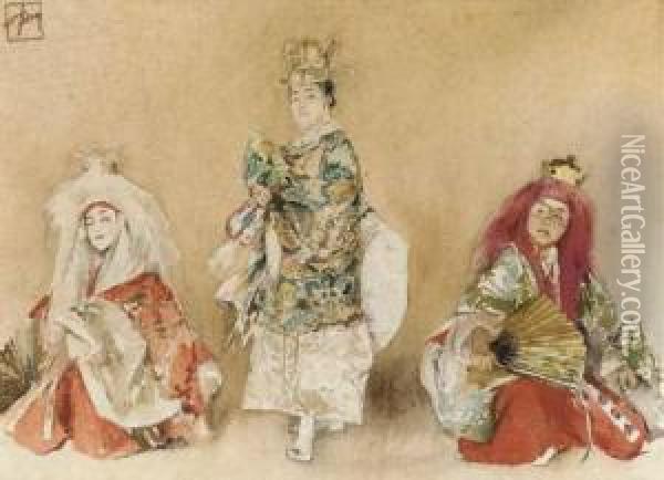 Kabuki Dancers Oil Painting - Robert Frederick Blum